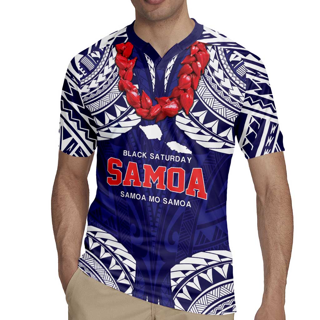 Samoa Black Saturday Rugby Jersey Samoa mo Samoa with Blue Ula Fala