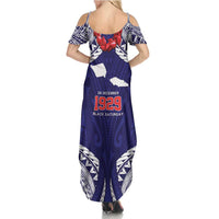 Samoa Black Saturday Summer Maxi Dress Samoa mo Samoa with Blue Ula Fala