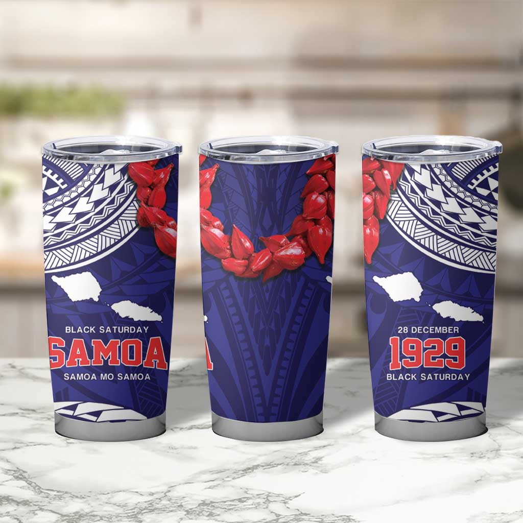 Samoa Black Saturday Tumbler Cup Samoa mo Samoa with Blue Ula Fala