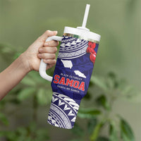 Samoa Black Saturday Tumbler With Handle Samoa mo Samoa with Blue Ula Fala LT9 - Polynesian Pride