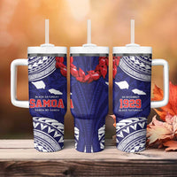 Samoa Black Saturday Tumbler With Handle Samoa mo Samoa with Blue Ula Fala LT9 - Polynesian Pride