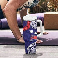 Samoa Black Saturday Tumbler With Handle Samoa mo Samoa with Blue Ula Fala LT9 - Polynesian Pride