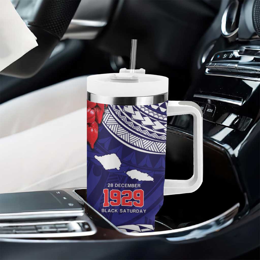 Samoa Black Saturday Tumbler With Handle Samoa mo Samoa with Blue Ula Fala LT9 - Polynesian Pride