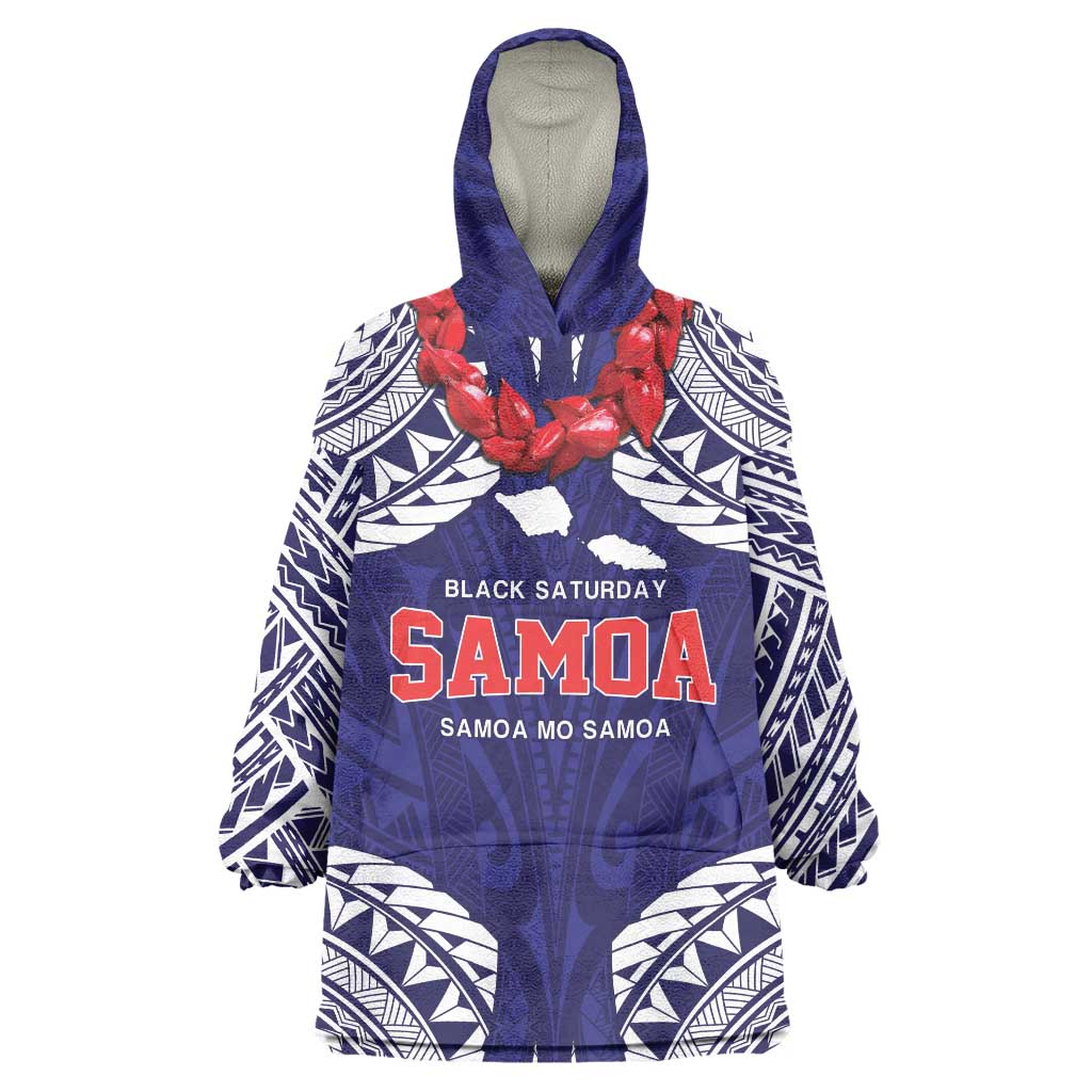 Samoa Black Saturday Wearable Blanket Hoodie Samoa mo Samoa with Blue Ula Fala