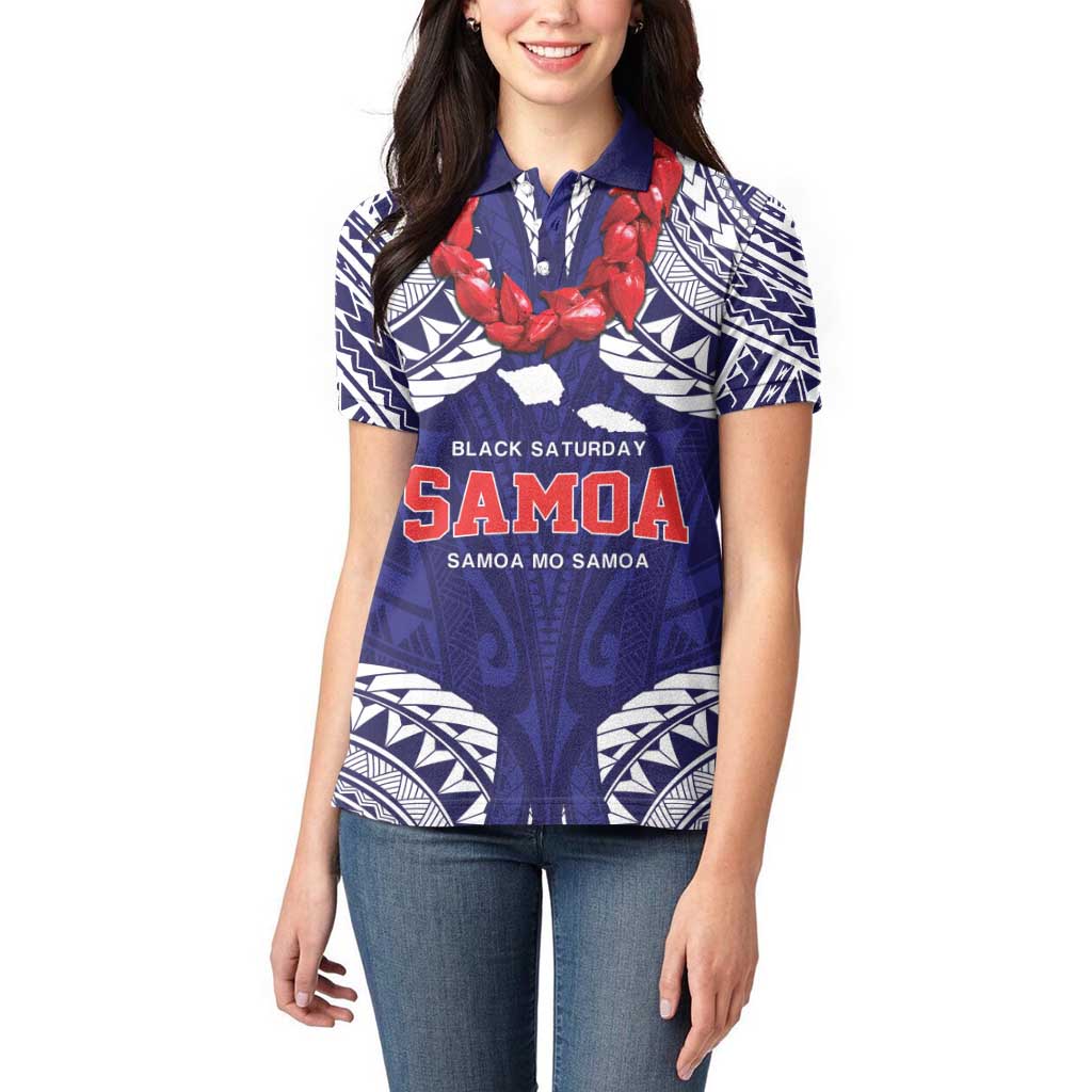 Samoa Black Saturday Women Polo Shirt Samoa mo Samoa with Blue Ula Fala
