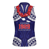 Samoa Black Saturday Women Sleeveless Polo Shirt Samoa mo Samoa with Blue Ula Fala
