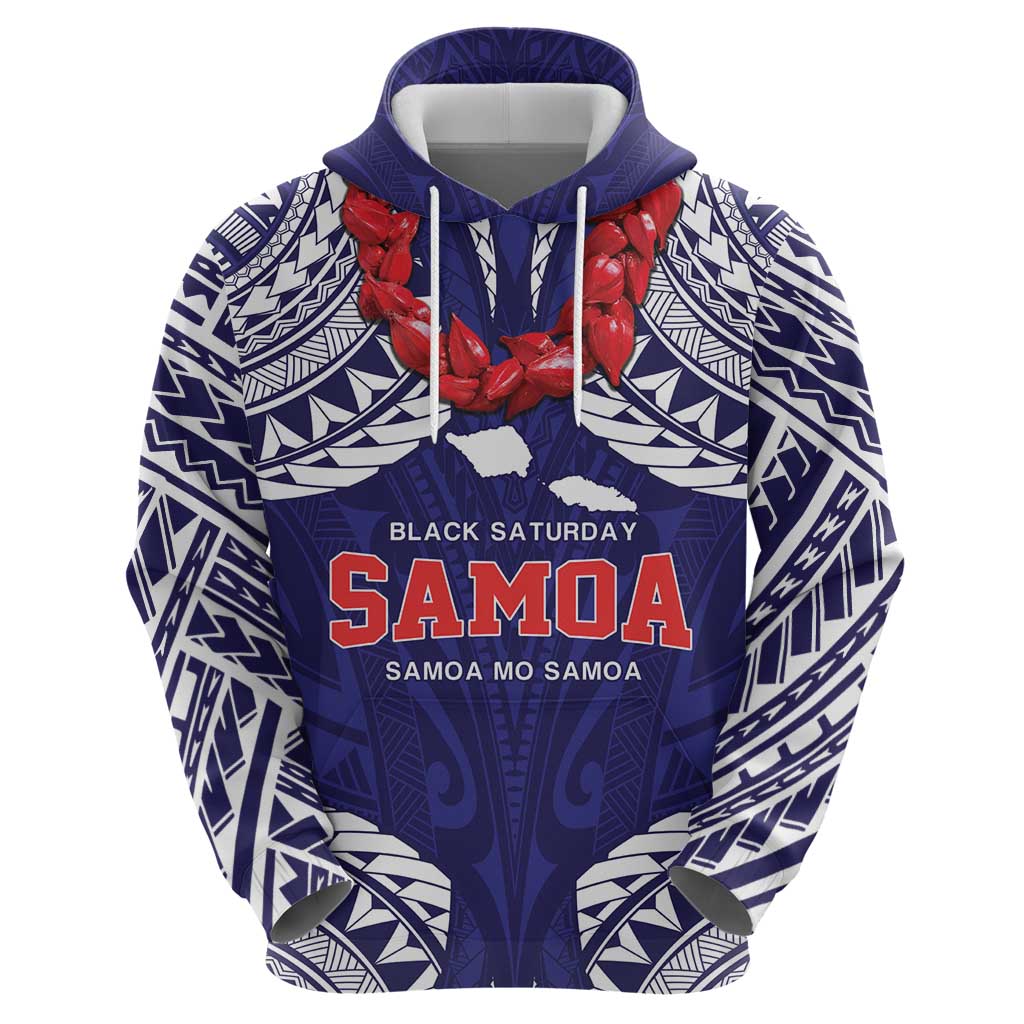 Samoa Black Saturday Zip Hoodie Samoa mo Samoa with Blue Ula Fala