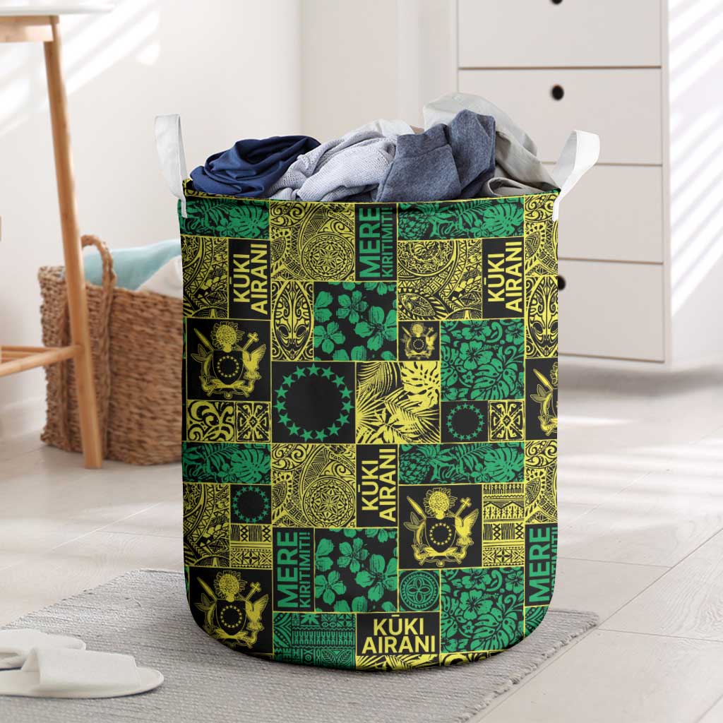 Cook Islands Mere Kiritimiti Laundry Basket Pacific Patchwork Xmas Vibes - Polynesian Pride