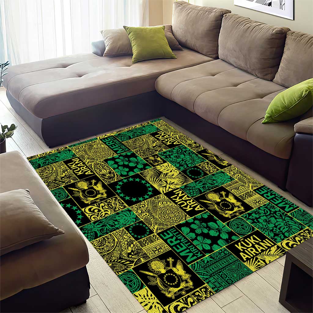 Cook Islands Mere Kiritimiti Area Rug Pacific Patchwork Xmas Vibes - Polynesian Pride