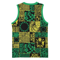 Cook Islands Mere Kiritimiti Basketball Jersey Pacific Patchwork Xmas Vibes - Polynesian Pride