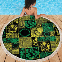 Cook Islands Mere Kiritimiti Beach Blanket Pacific Patchwork Xmas Vibes - Polynesian Pride