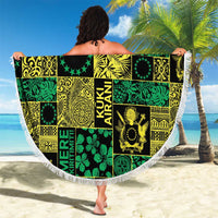 Cook Islands Mere Kiritimiti Beach Blanket Pacific Patchwork Xmas Vibes - Polynesian Pride