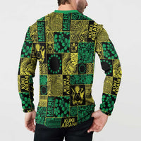 Cook Islands Mere Kiritimiti Button Sweatshirt Pacific Patchwork Xmas Vibes - Polynesian Pride