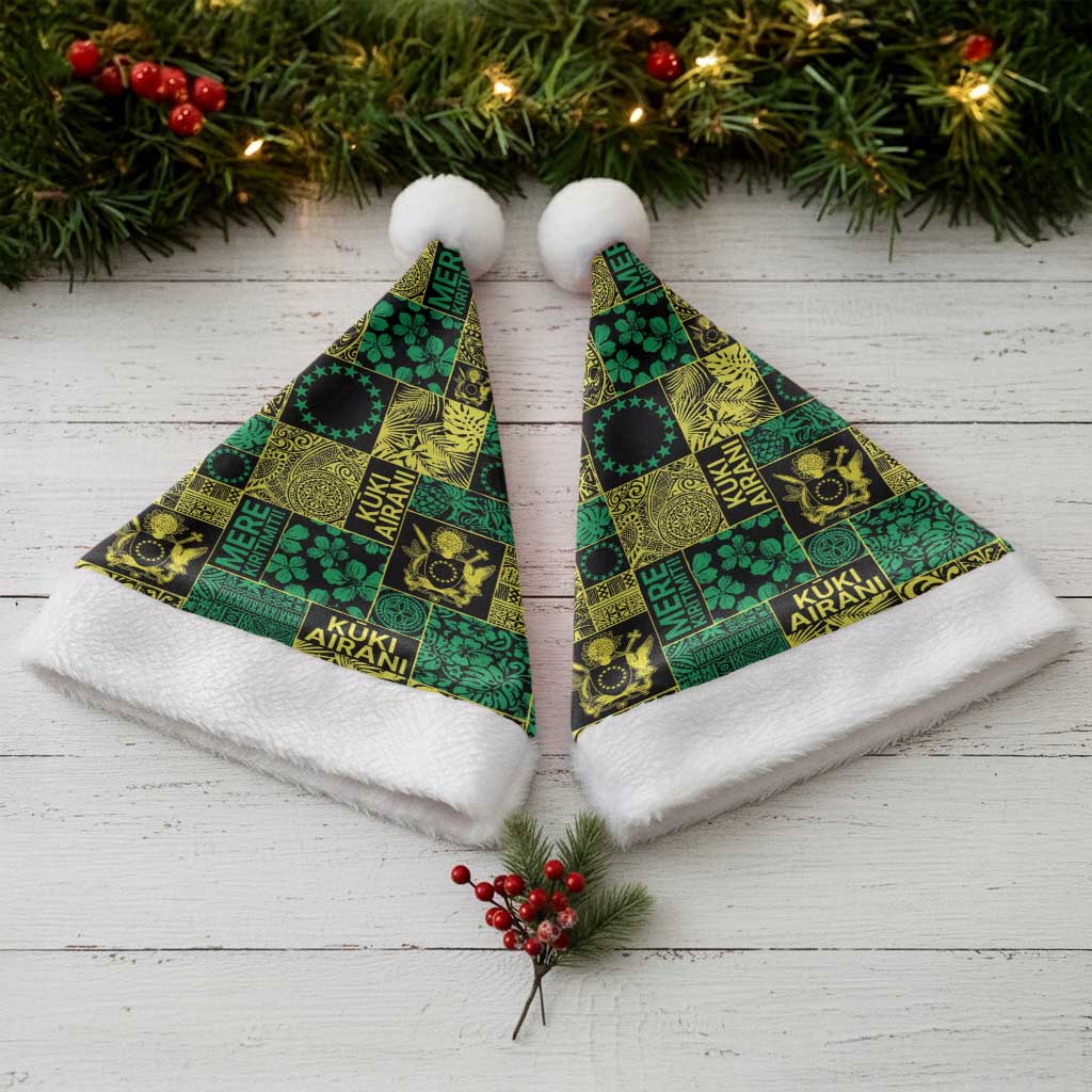 Cook Islands Mere Kiritimiti Christmas Santa Hat Pacific Patchwork Xmas Vibes - Polynesian Pride