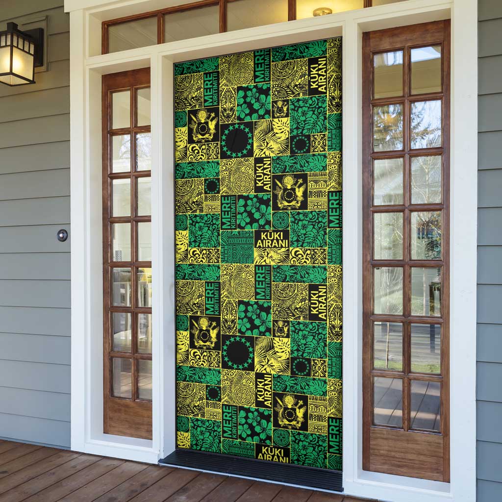 Cook Islands Mere Kiritimiti Door Cover Pacific Patchwork Xmas Vibes - Polynesian Pride