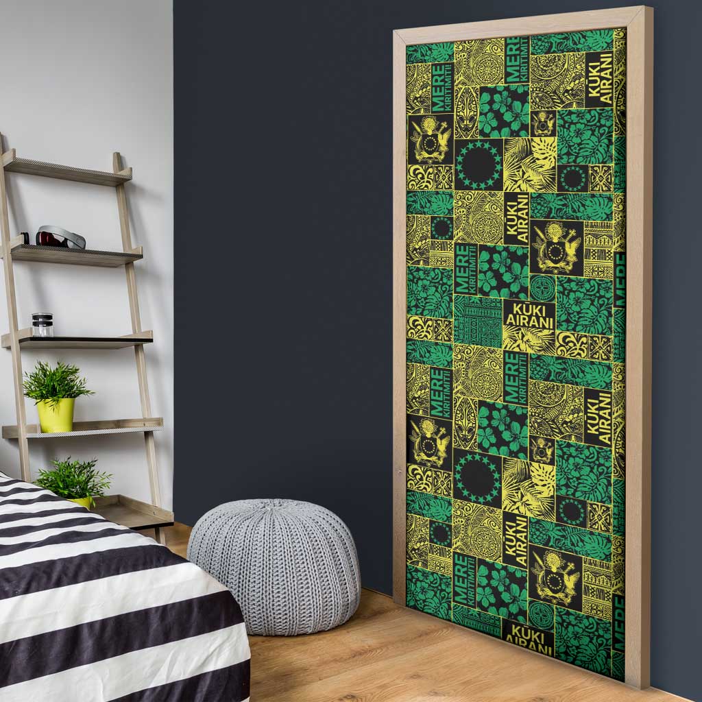 Cook Islands Mere Kiritimiti Door Cover Pacific Patchwork Xmas Vibes - Polynesian Pride