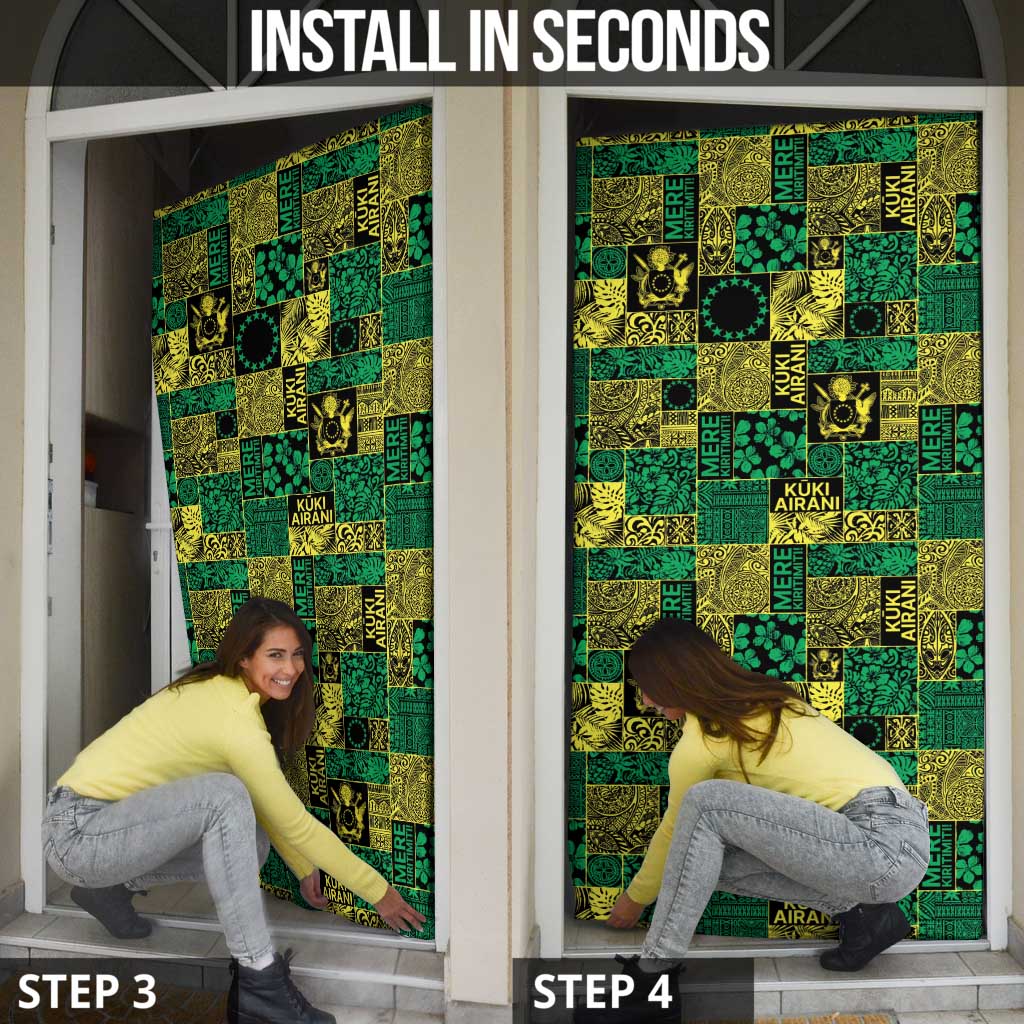 Cook Islands Mere Kiritimiti Door Cover Pacific Patchwork Xmas Vibes - Polynesian Pride