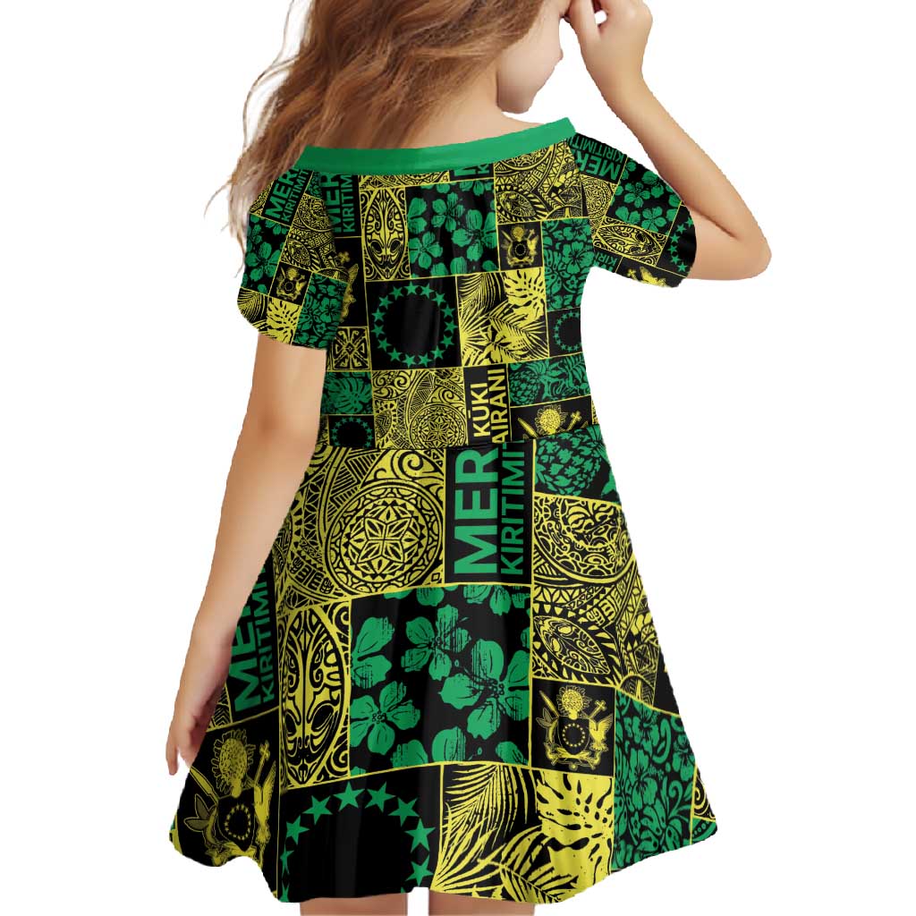 Cook Islands Mere Kiritimiti Family Matching Off Shoulder Maxi Dress and Hawaiian Shirt Pacific Patchwork Xmas Vibes - Polynesian Pride