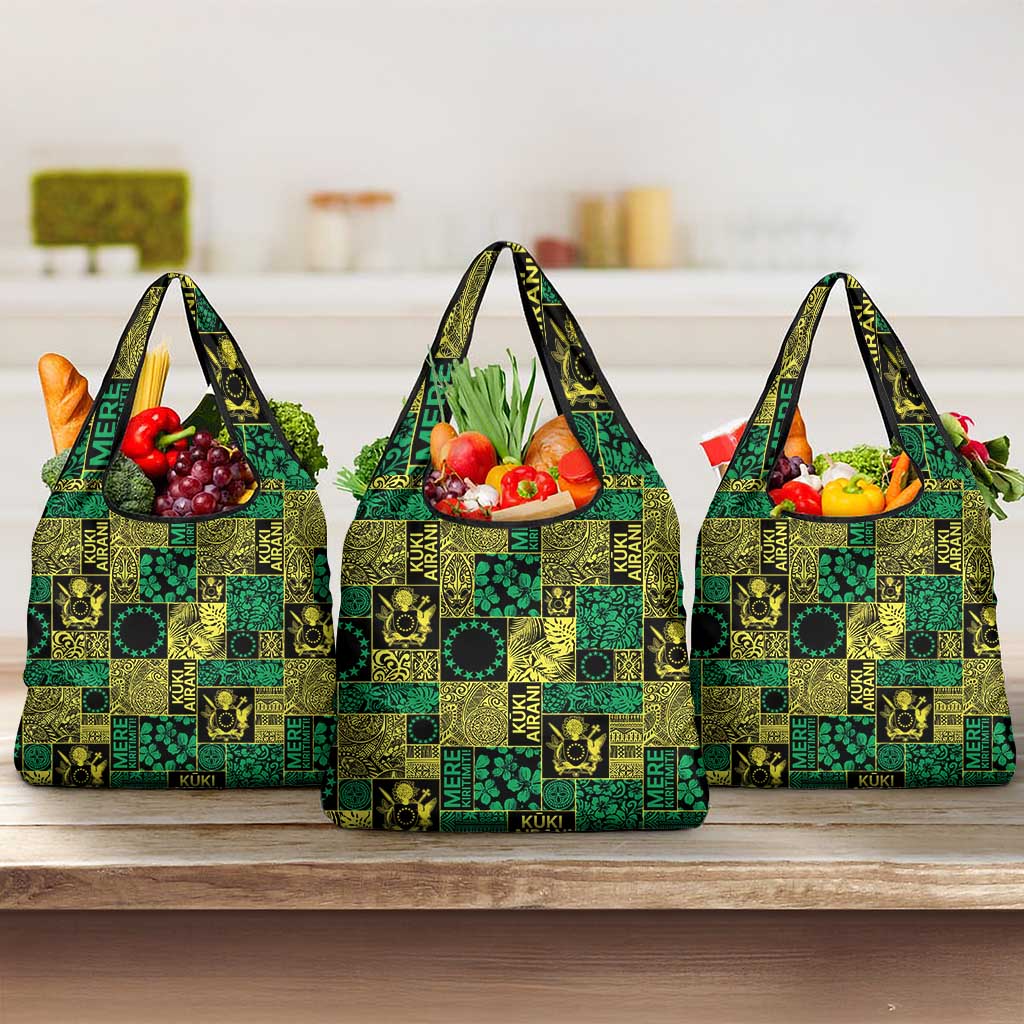 Cook Islands Mere Kiritimiti Grocery Bag Pacific Patchwork Xmas Vibes - Polynesian Pride