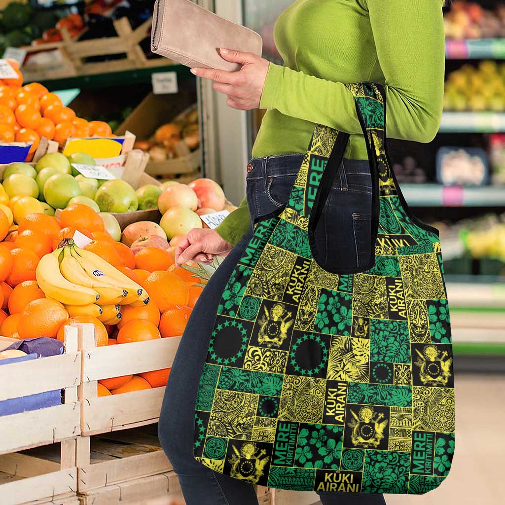 Cook Islands Mere Kiritimiti Grocery Bag Pacific Patchwork Xmas Vibes - Polynesian Pride