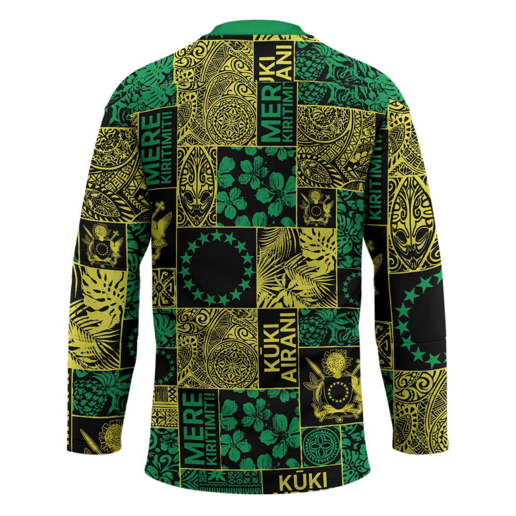 Cook Islands Mere Kiritimiti Hockey Jersey Pacific Patchwork Xmas Vibes - Polynesian Pride