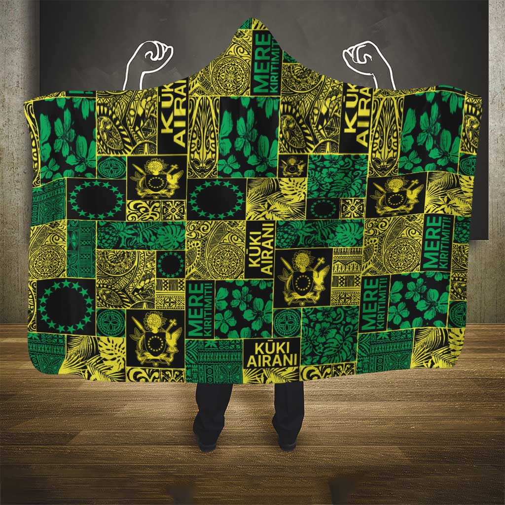 Cook Islands Mere Kiritimiti Hooded Blanket Pacific Patchwork Xmas Vibes - Polynesian Pride