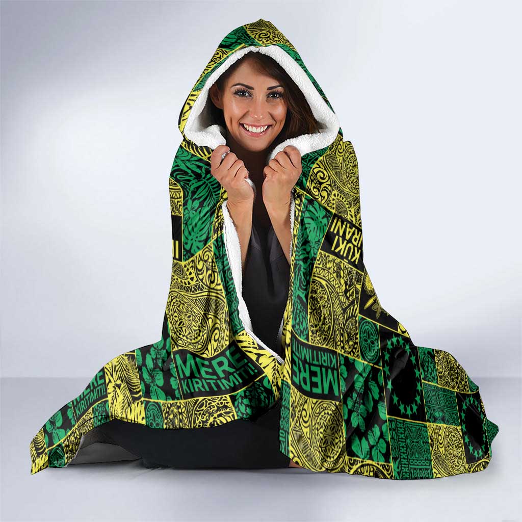 Cook Islands Mere Kiritimiti Hooded Blanket Pacific Patchwork Xmas Vibes - Polynesian Pride