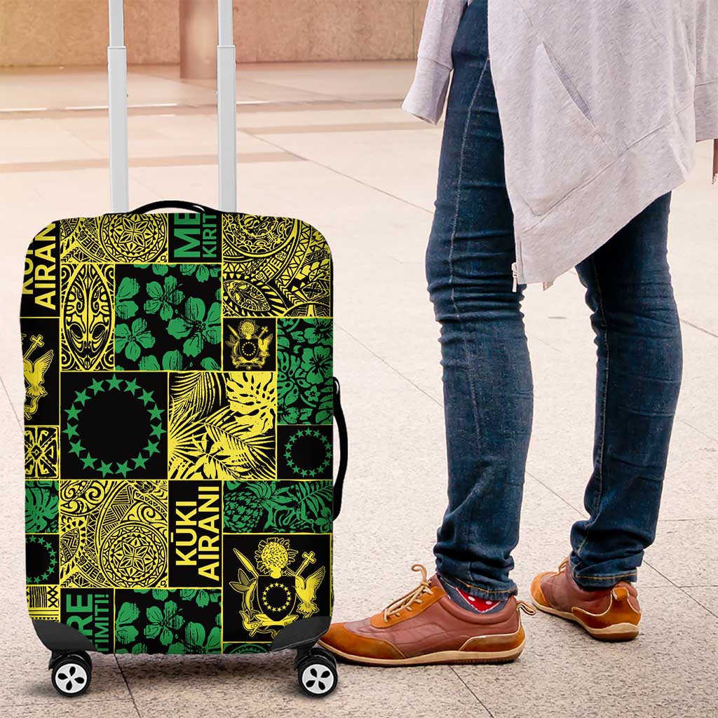 Cook Islands Mere Kiritimiti Luggage Cover Pacific Patchwork Xmas Vibes - Polynesian Pride