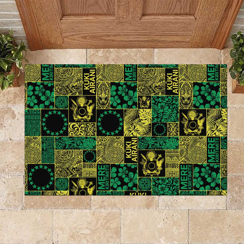 Cook Islands Mere Kiritimiti Rubber Doormat Pacific Patchwork Xmas Vibes - Polynesian Pride