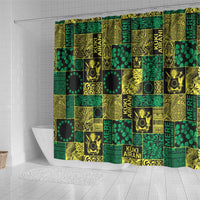 Cook Islands Mere Kiritimiti Shower Curtain Pacific Patchwork Xmas Vibes - Polynesian Pride
