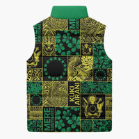Cook Islands Mere Kiritimiti Sleeveless Puffer Jacket Pacific Patchwork Xmas Vibes - Polynesian Pride