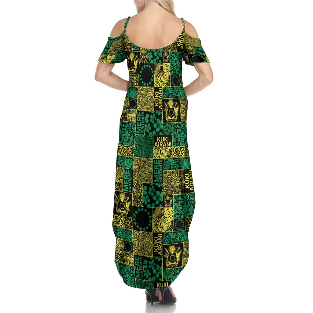 Cook Islands Mere Kiritimiti Summer Maxi Dress Pacific Patchwork Xmas Vibes - Polynesian Pride