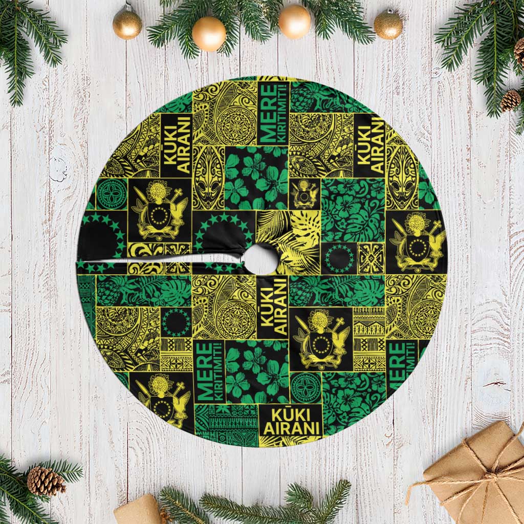 Cook Islands Mere Kiritimiti Tree Skirt Pacific Patchwork Xmas Vibes - Polynesian Pride
