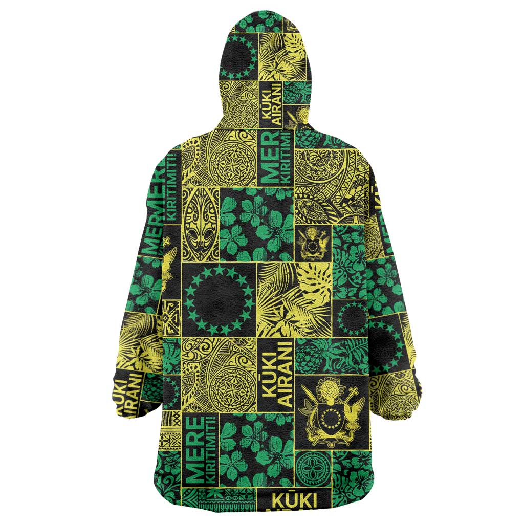 Cook Islands Mere Kiritimiti Wearable Blanket Hoodie Pacific Patchwork Xmas Vibes - Polynesian Pride
