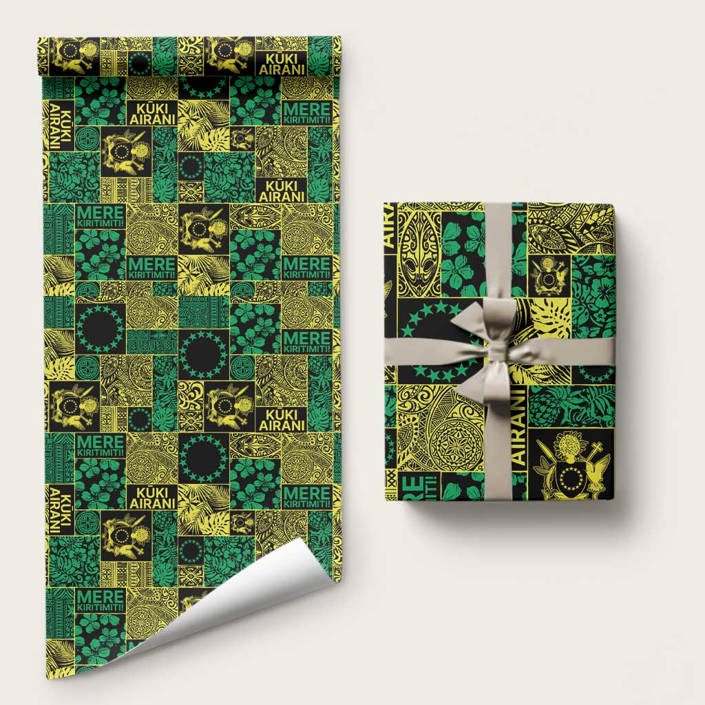 Cook Islands Mere Kiritimiti Wrapping Paper Pacific Patchwork Xmas Vibes - Polynesian Pride