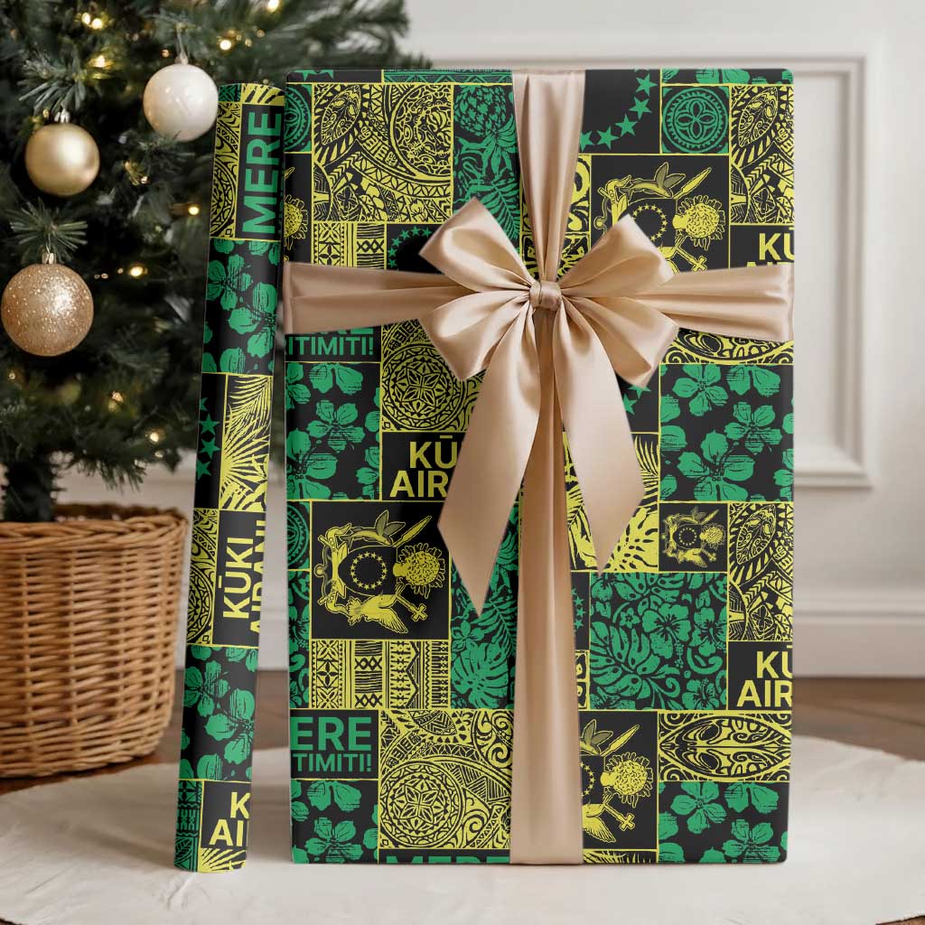 Cook Islands Mere Kiritimiti Wrapping Paper Pacific Patchwork Xmas Vibes - Polynesian Pride