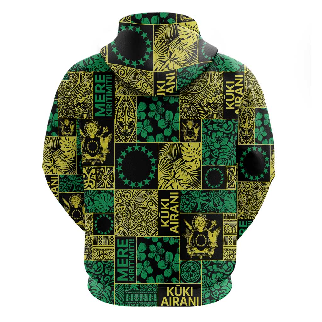 Cook Islands Mere Kiritimiti Zip Hoodie Pacific Patchwork Xmas Vibes - Polynesian Pride