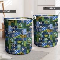 Solomon Islands Meri Kirihimete Laundry Basket Pacific Patchwork Xmas Vibes - Polynesian Pride