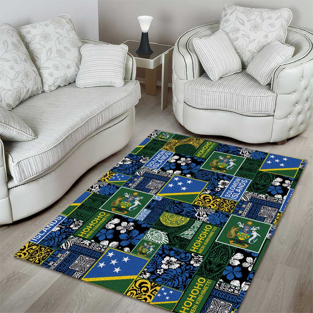 Solomon Islands Meri Kirihimete Area Rug Pacific Patchwork Xmas Vibes - Polynesian Pride