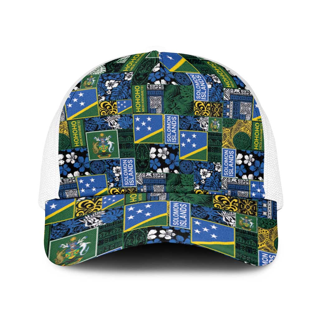 Solomon Islands Meri Kirihimete Baseball Net Cap Pacific Patchwork Xmas Vibes - Polynesian Pride
