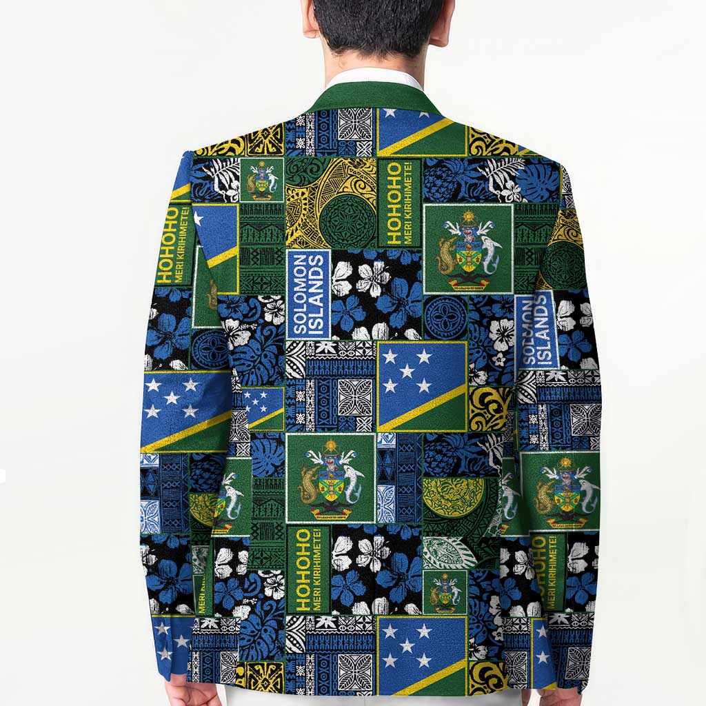 Solomon Islands Meri Kirihimete Blazer Pacific Patchwork Xmas Vibes - Polynesian Pride