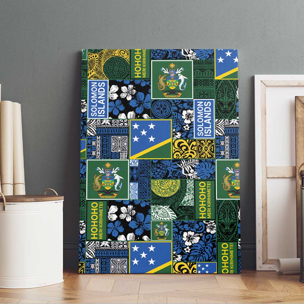 Solomon Islands Meri Kirihimete Canvas Wall Art Pacific Patchwork Xmas Vibes - Polynesian Pride