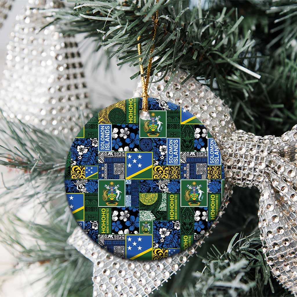 Solomon Islands Meri Kirihimete Ceramic Ornament Pacific Patchwork Xmas Vibes - Polynesian Pride