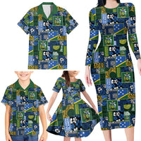 Solomon Islands Meri Kirihimete Family Matching Long Sleeve Bodycon Dress and Hawaiian Shirt Pacific Patchwork Xmas Vibes - Polynesian Pride
