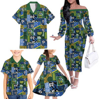 Solomon Islands Meri Kirihimete Family Matching Off The Shoulder Long Sleeve Dress and Hawaiian Shirt Pacific Patchwork Xmas Vibes - Polynesian Pride