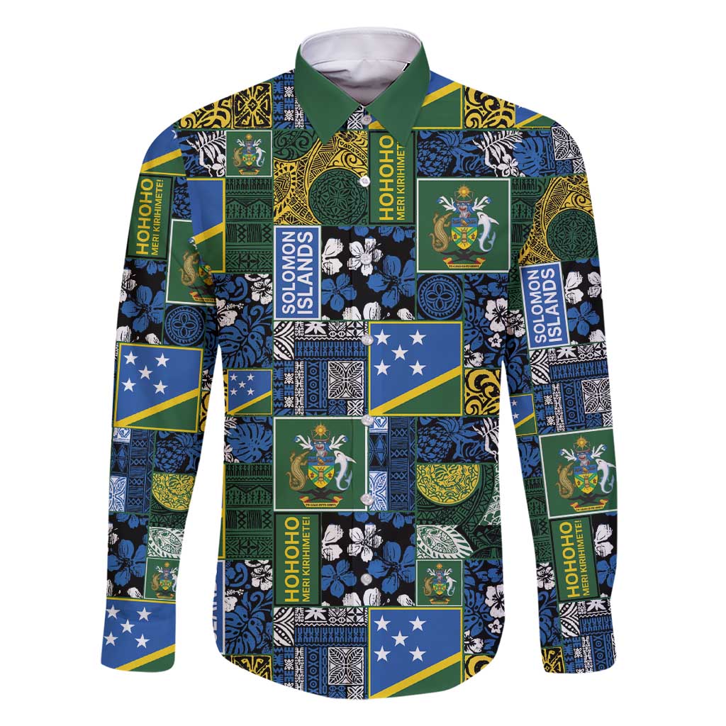 Solomon Islands Meri Kirihimete Family Matching Short Sleeve Bodycon Dress and Hawaiian Shirt Pacific Patchwork Xmas Vibes - Polynesian Pride