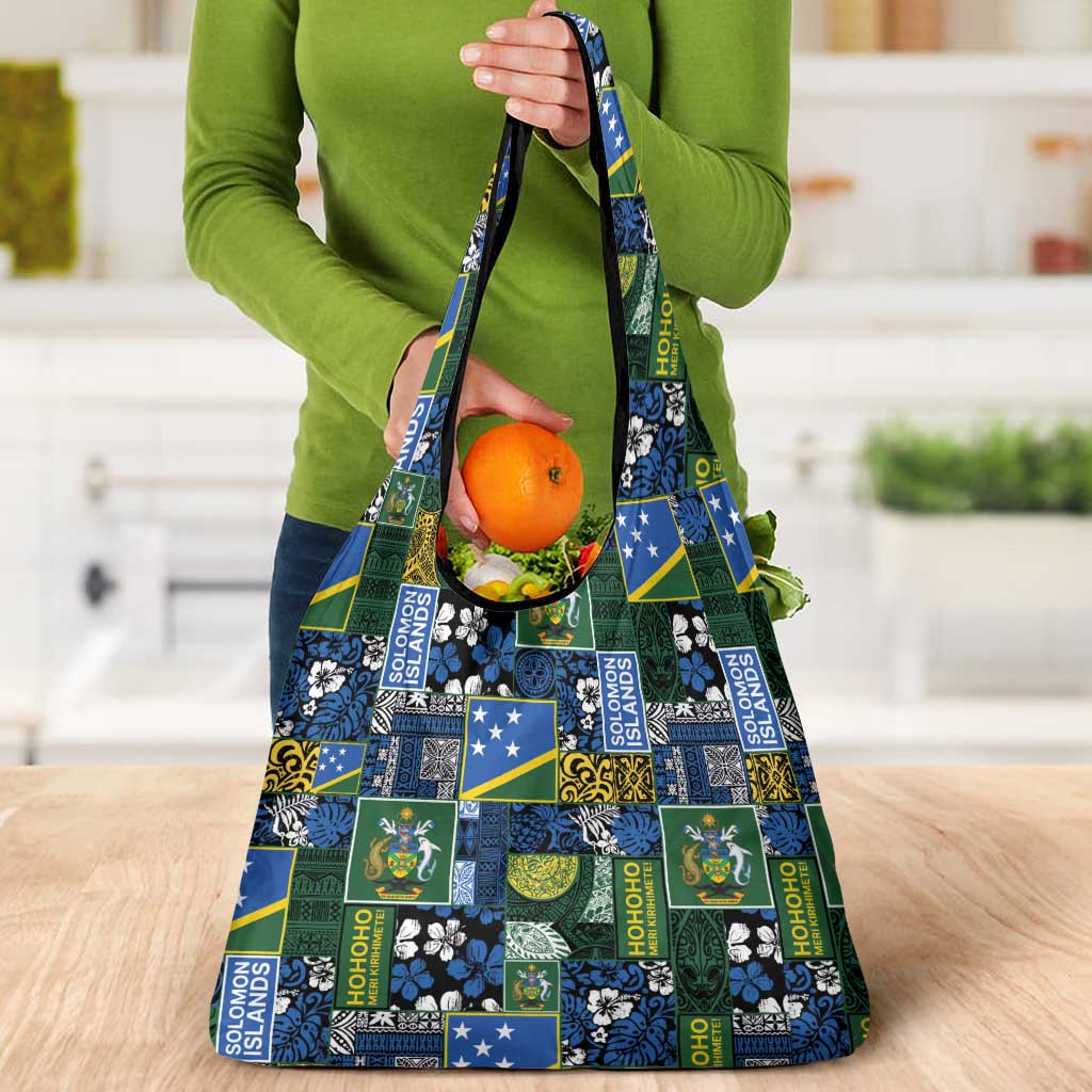 Solomon Islands Meri Kirihimete Grocery Bag Pacific Patchwork Xmas Vibes - Polynesian Pride