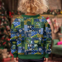 Solomon Islands Meri Kirihimete Kid Ugly Christmas Sweater Pacific Patchwork Xmas Vibes - Polynesian Pride