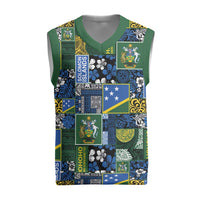 Solomon Islands Meri Kirihimete Christmas Knitted V-Neck Vest Pacific Patchwork Xmas Vibes - Polynesian Pride