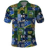 Solomon Islands Meri Kirihimete Polo Shirt Pacific Patchwork Xmas Vibes - Polynesian Pride